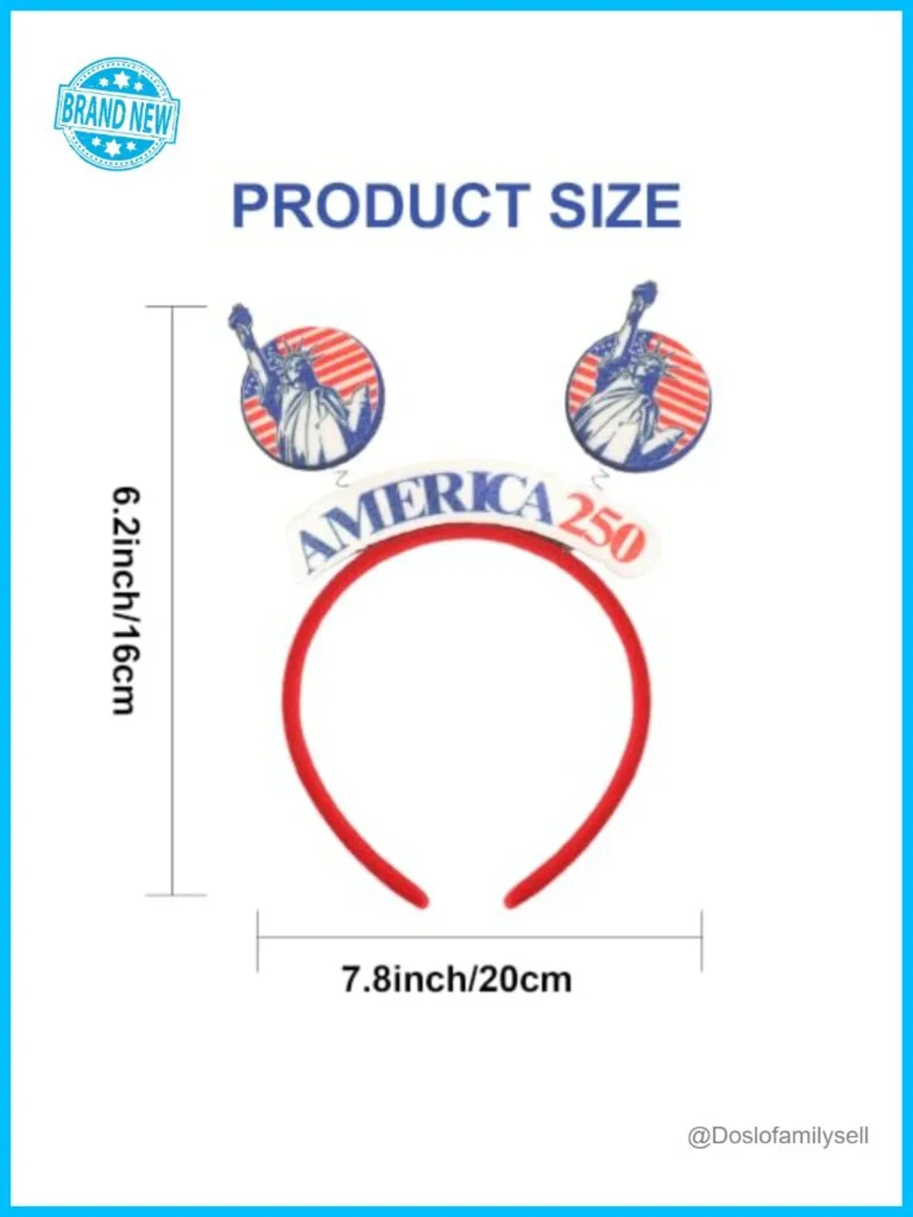 2 Pack Patriotic USA 250 Headbands 4th of July Hair Accessory Glitter